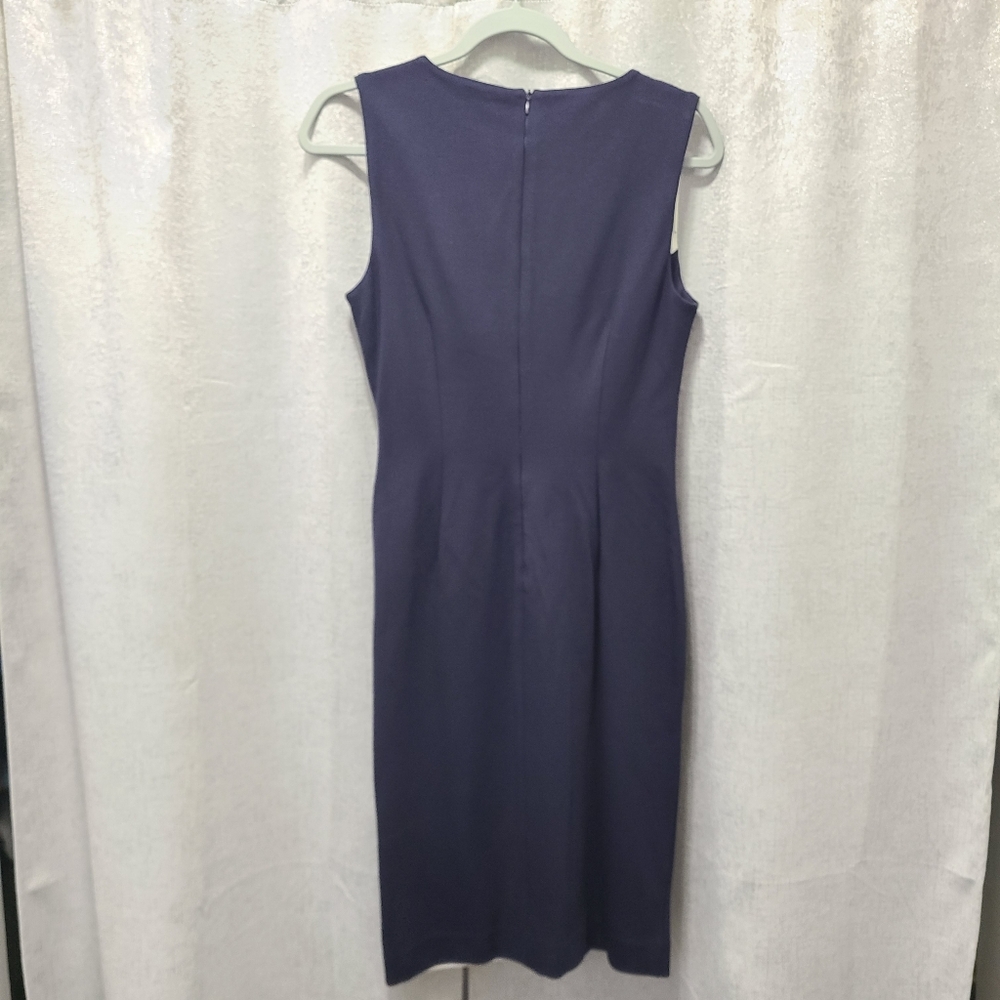 Tahari White Navy Colorblock Sleeveless Dress‎ Size 4 - Picture 3 of 11